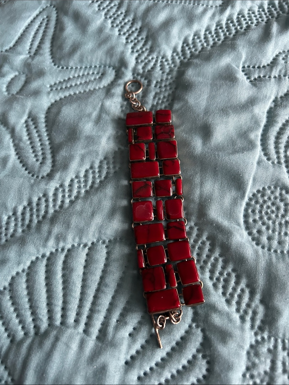 Red Tile Link Bracelet - Women Jewelry